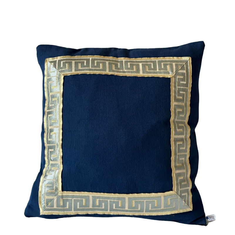 Silk Pillows for Smooth Skin and HairNavy Greek Key Pillow Case, Greek Key Euro Shams, Gold Navy Decorative Pillow