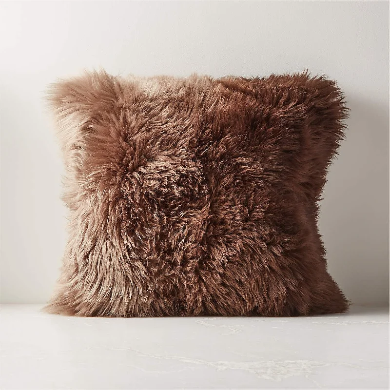 Travel Pillows for Long Journeys20" BROWN OMBRE SHEEPSKIN THROW PILLOW