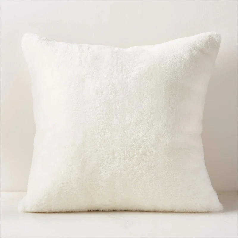 Kids Pillows with Fun Designs26" WHITE SHORN SHEEPSKIN THROW PILLOW WITH DOWN-ALTERNATIVE INSERT