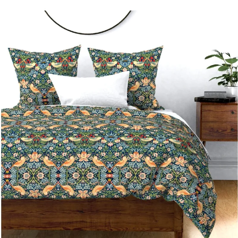 Lumbar Support Pillows for Car SeatsStrawberry Thief Floral Pattern Duvet Cover, Pillow Shams