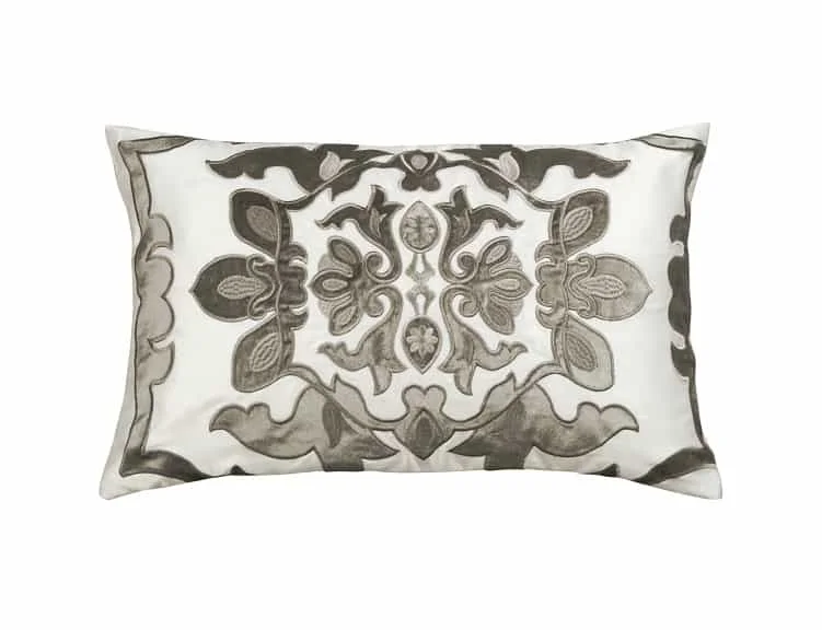 Adjustable Pillows for Customized ComfortMorocco Silver Velvet Lumbar Pillow by Lili Alessandra