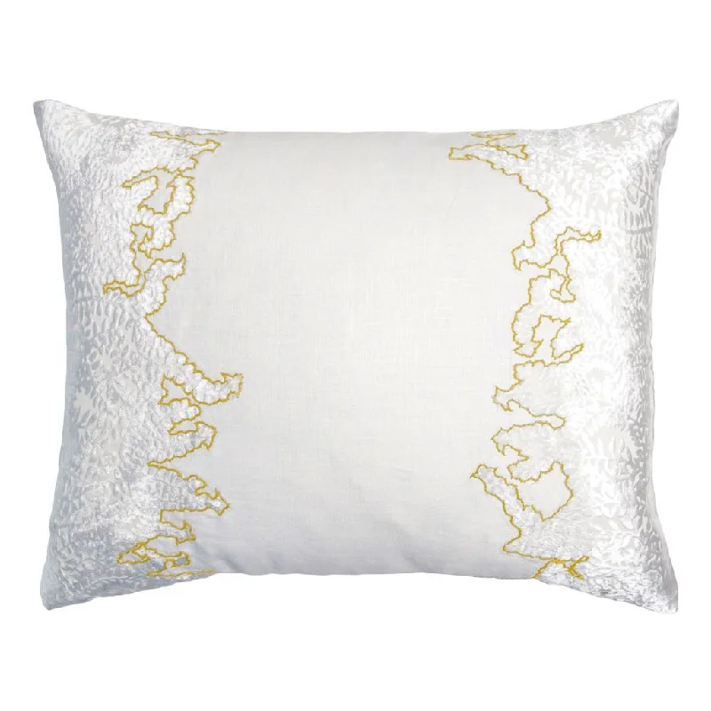 Kids Pillows with Fun DesignsWhite & Yellow Ferns Embroidered Velvet Appliqué Pillow