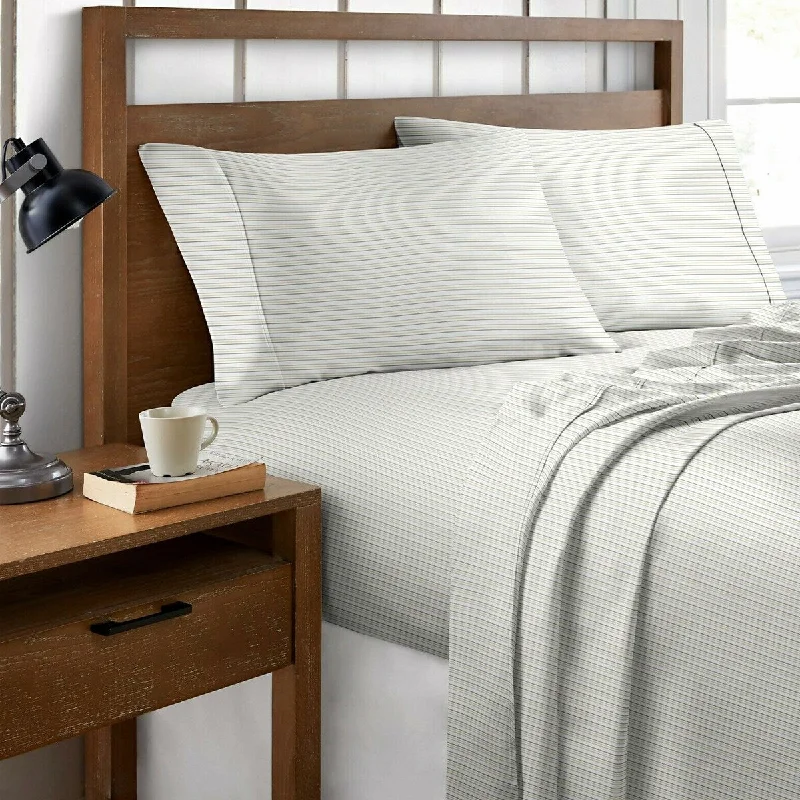 Wrinkle - Free Polyester Sheets for a Low - Maintenance Bed4 Piece Cotton Printed Sheet Set Twin Stripes