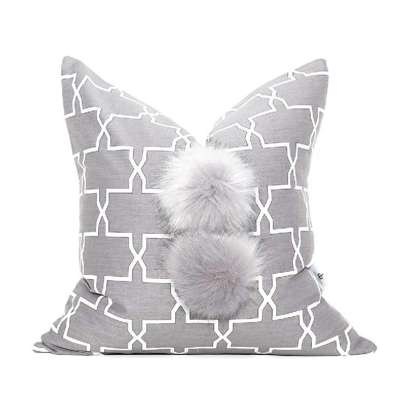 Decorative Pillows for Living Room MakeoverGrey Trellis Signature pom pillows™ 20" x 20"