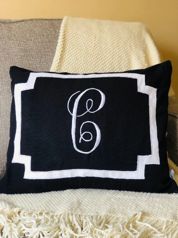 Bolster Pillows for Sofa DecorationMonogram Black Decorative Throw Pillows,  Personalized Sofa Throw Pillows