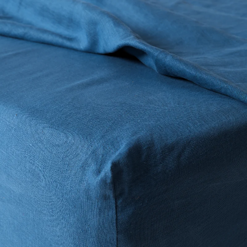 Wrinkle - Free Polyester Sheets for a Low - Maintenance BedIndigo Linen Fitted Sheet Set (3 pcs)