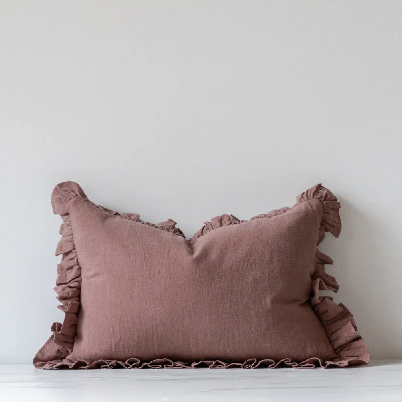 Down Alternative Pillows for Ethical ChoicesCocoa Ruffle Pillow Cover