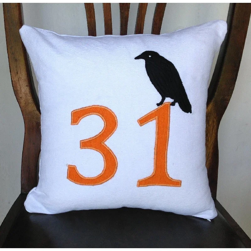 Square Pillows for Modern Home DecorHoliday Pillow Cover, Halloween 14 Inches pillow cover-Fall Pillow Cover-October 31st White Pillow Cover-IN STOCK