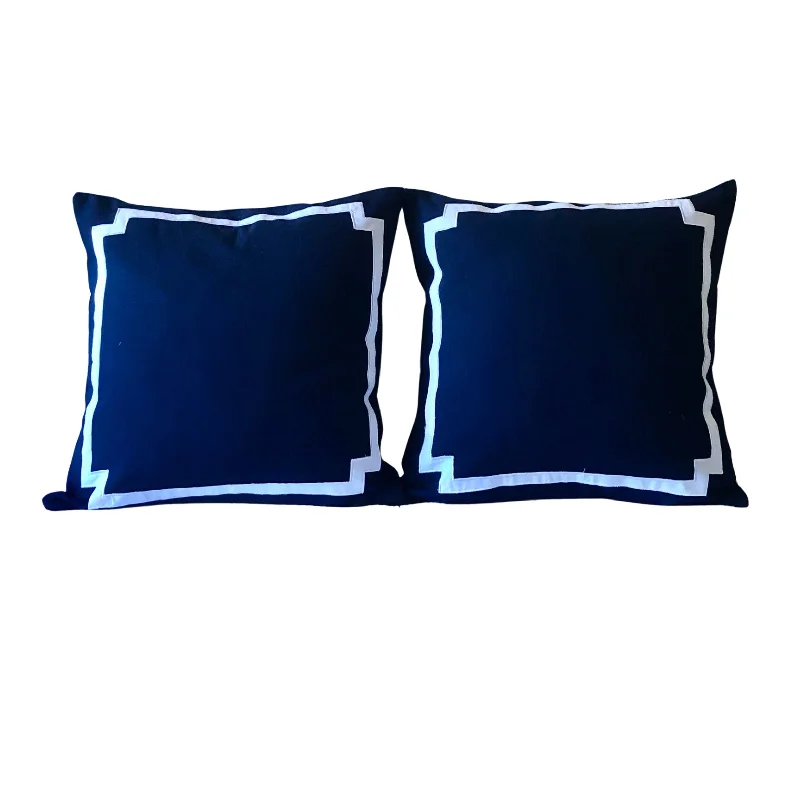 Plush Pillows for a Cozy BedFarm House Home Decor, Navy Euro Boho Pillows Covers, Navy Couch Throw Pillows