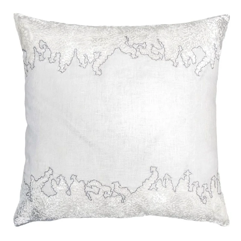 Plush Pillows for a Cozy BedFerns White & Grey Velvet Appliqué Decorative Pillow