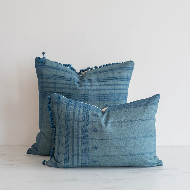 Velvet Pillows for a Touch of EleganceCerulean Silk Bhujodi Fringe Pillow Cover