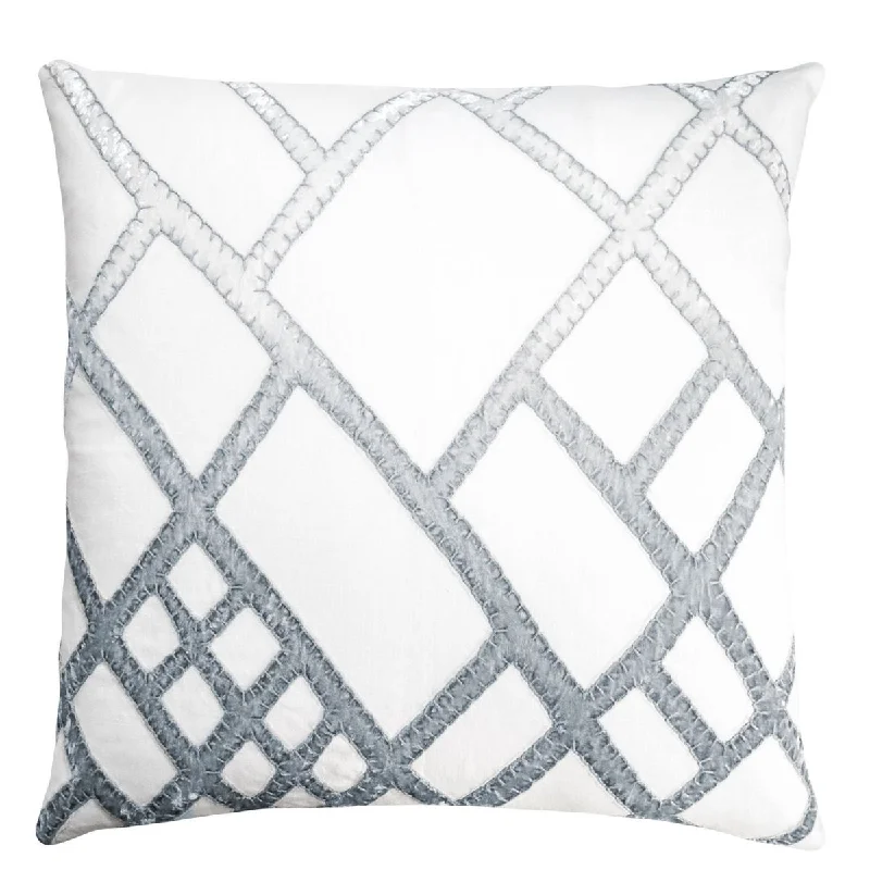 Decorative Pillows for Living Room MakeoverWhite & Steel Net Velvet Appliqué Pillow by Kevin O'Brien Studio