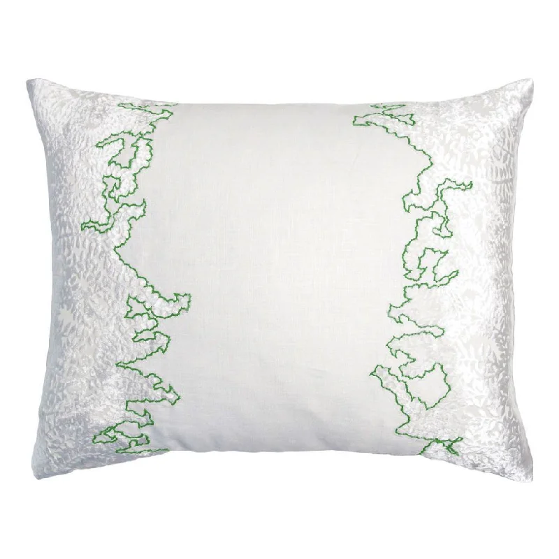 Round Pillows for Boho-Style InteriorsWhite & Grass Ferns Embroidered Velvet Appliqué Pillow