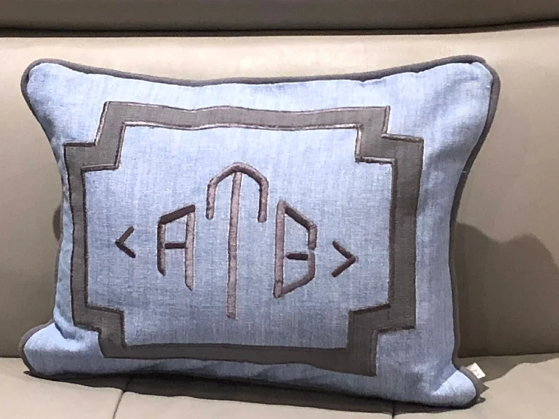 Travel Pillows for Long JourneysGray Monogram room decor, Children Pillow decor, Boys bedding