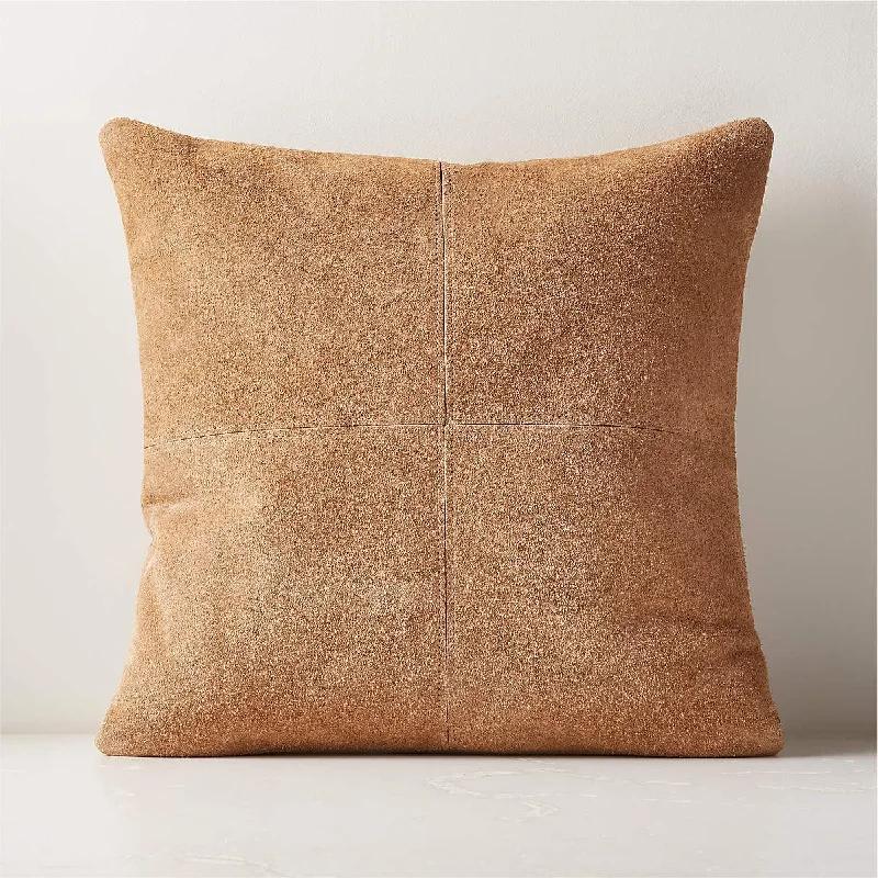 Cotton Pillows for Natural Comfort20" PIECED CAMEL SUEDE THROW PILLOW