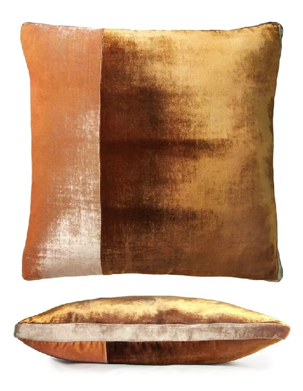 Soft and Fluffy Pillows for Bedroom ComfortCopper Ivy Color Block Velvet Throw Pillow