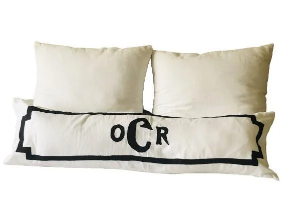 Back Support Pillows for Office ChairsWhite Rectangle Long White Monogrammed Pillow Covers