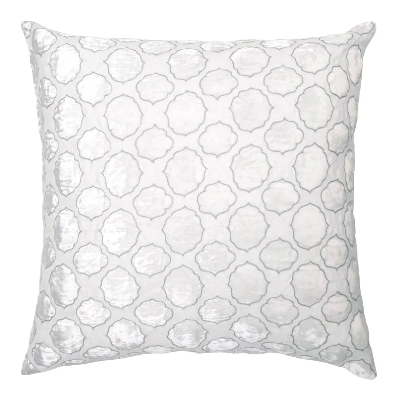 Round Pillows for Boho-Style InteriorsGrey Tile Velvet Appliqué Pillow by Kevin O'Brien Studio