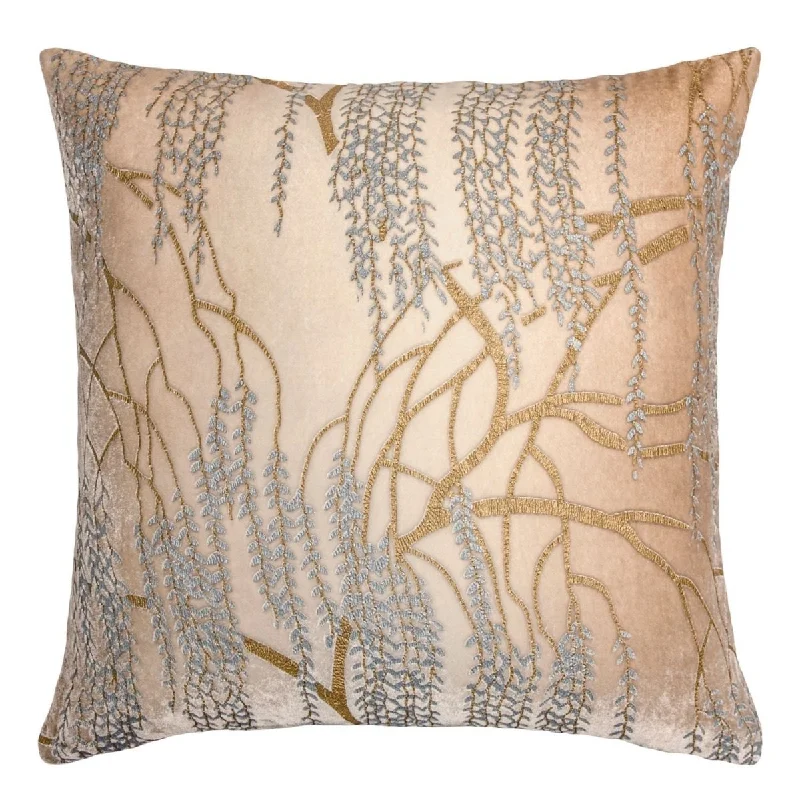 Down Alternative Pillows for Ethical ChoicesLatte Willow Metallic Pillow by Kevin O'Brien Studio