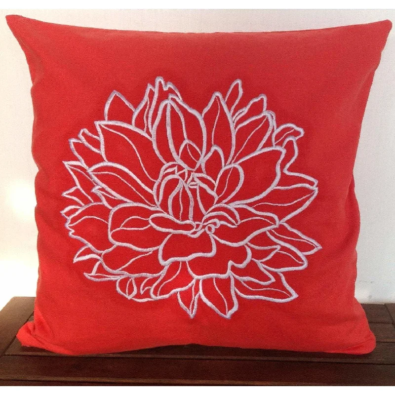 Silk Pillows for Smooth Skin and HairRed Flower Embroidered Throw pillows