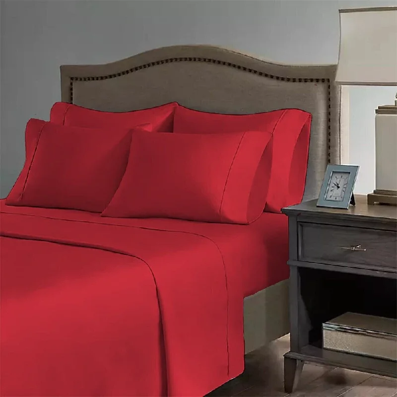 Quilted Cotton Sheets for a Warm and Inviting Bed2200 Count 6 Pc Premium Bamboo Deep Pocket Queen Sheet Red