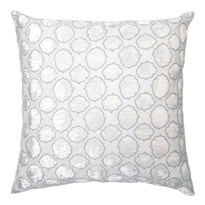 Silk Pillows for Smooth Skin and HairTile White & Grey Velvet Appliqué Pillow