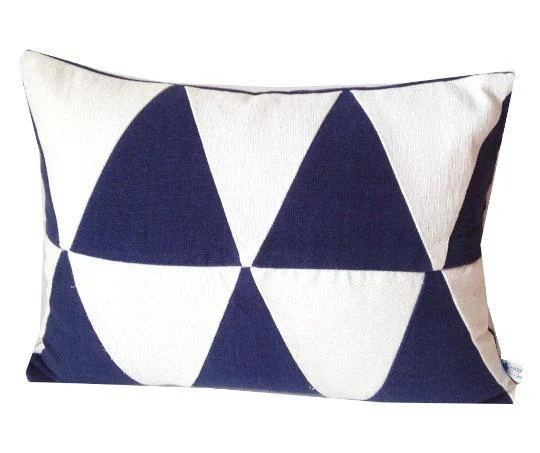 Round Pillows for Boho-Style InteriorsUpcycle Geometric navy white pillow, Abstract navy white lumbar cotton pillows, abstract pillows, sofa pillows