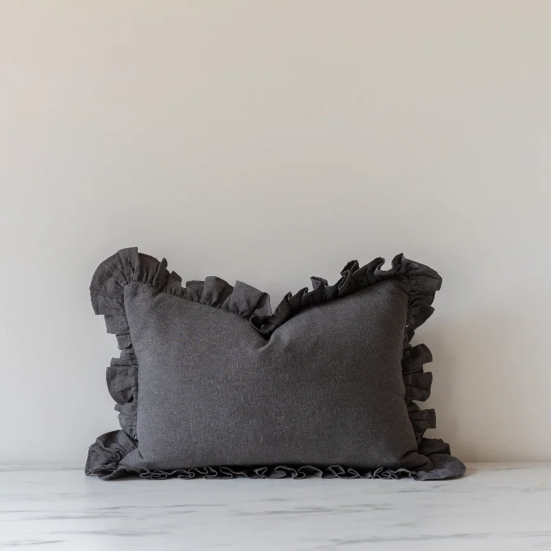 Travel Pillows for Long JourneysCharcoal Ruffle Pillow Cover