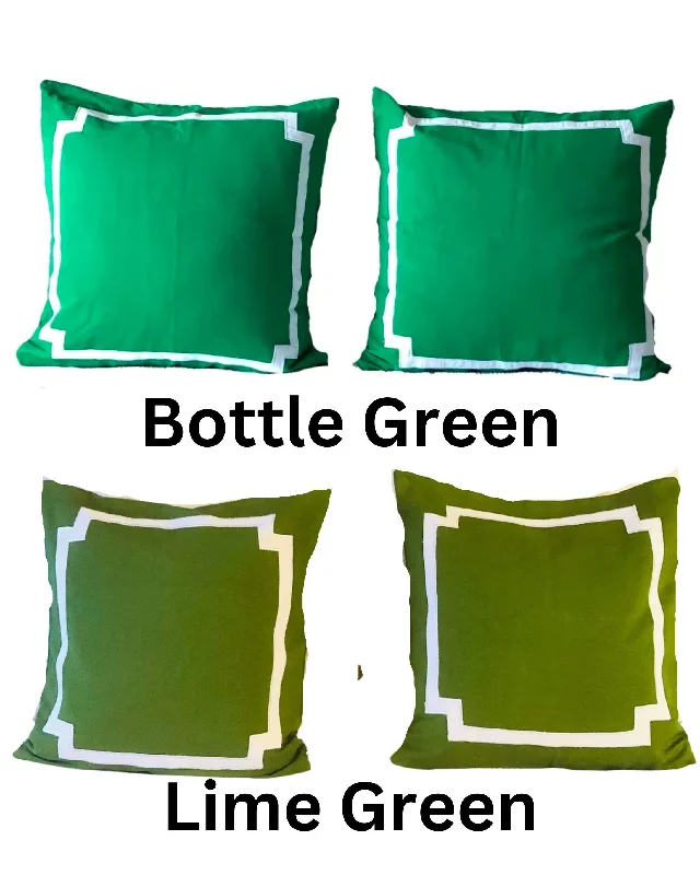 Kids Pillows with Fun DesignsLime Green Trim Pillows, Green Cotton Bedding, Designer Cushion Covers by Snazzy Living