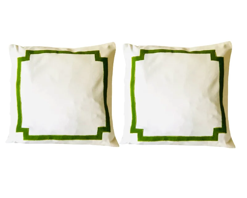 Back Support Pillows for Office ChairsGreen Throw Pillows, Green Cotton Bedding, Trim Cushion Covers by Snazzy Living