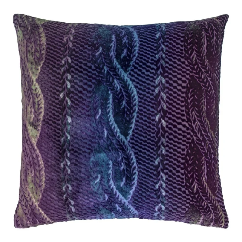 Velvet Pillows for a Touch of ElegancePeacock Cable Knit Pillow by Kevin O'Brien Studio