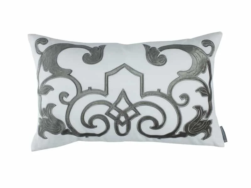 Travel Pillows for Long JourneysMozart White & Silver Lumbar Pillow by Lili Alessandra