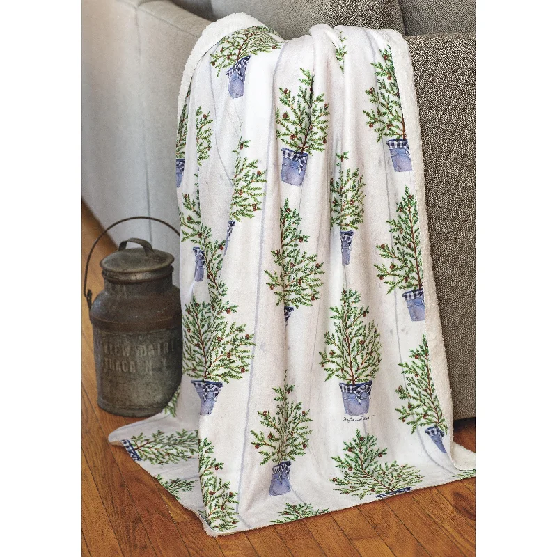 King - size blankets to cover large beds comfortablyChristmas Pine Sherpa Fleece Throw