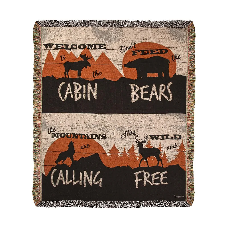 Cotton blankets for breathability and a lightweight feelUSA-Made Cabin Life Cotton Tapestry Throw