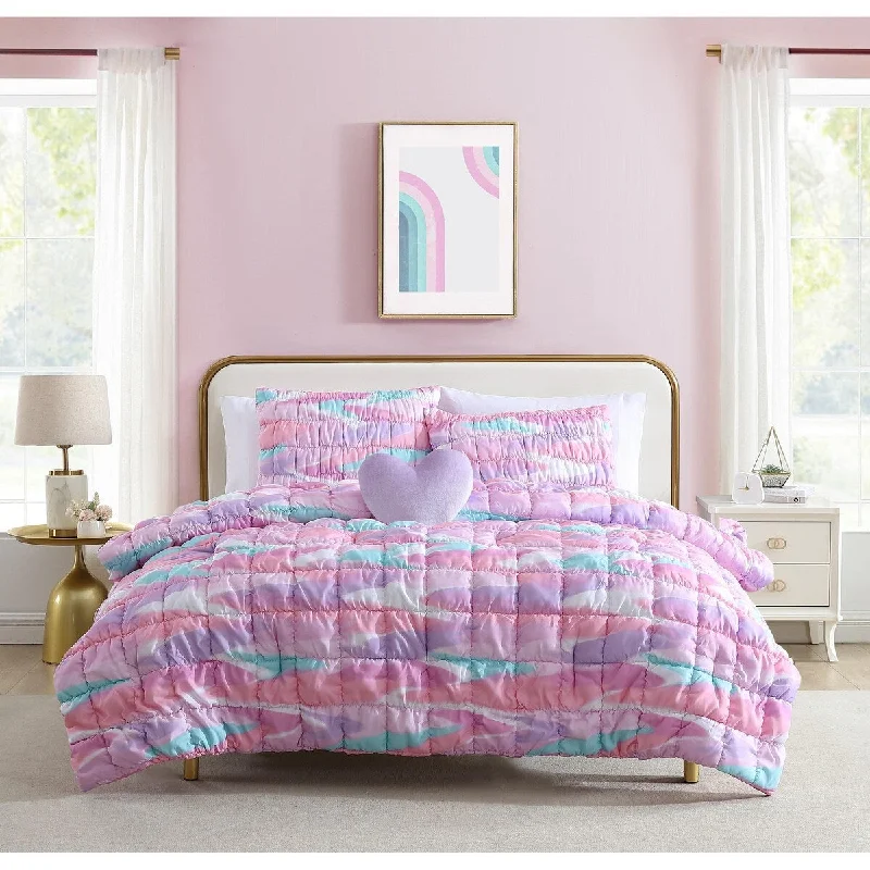 Silk - filled comforters for a luxurious and smooth touchALEX + BELLA Staci Swirl Pink Soft Embellished Microfiber Comforter Set