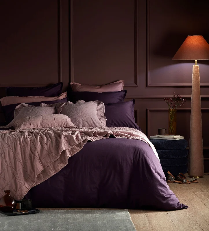 Anti - dust mite duvet covers to keep the sleep environment cleanAubergine Super Soft 100% Cotton Duvet Cover