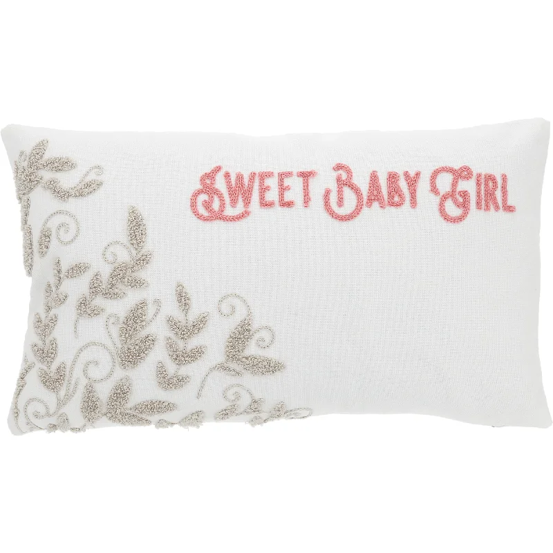 Queen - size blankets for standard - sized bedsBaby Girl Vines - 16" x 10" Punch Needle Embroidered Pillow