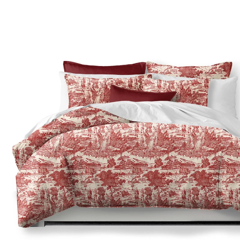 Budget - friendly duvet covers for first - time homebuyers or studentsBeau Toile Red Bedding