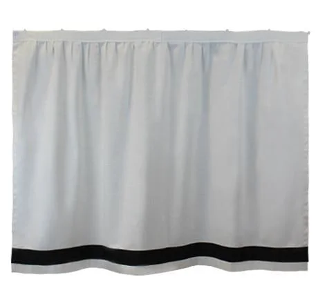 Bed skirts for beds with a canopy frameBed Skirt Panel -White with Black Ribbon