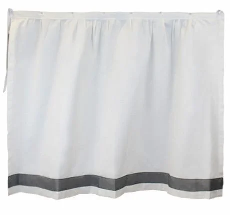 Bed skirts for beds with a round frameBed Skirt Panel - White with Dark Gray Ribbon