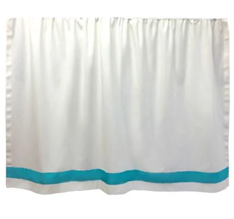 Bed skirts for beds with a solid - panel frameBed Skirt Panel - White with Turquoise Ribbon