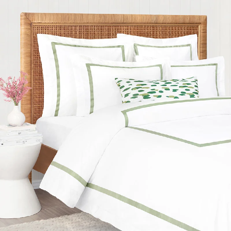 Flannel duvet covers for warmth in cold weatherBella Eucalyptus Framed Percale Duvet Cover