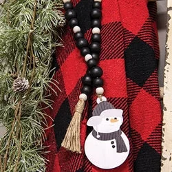 Bed skirts for beds with a non - standard frameBlack & White Bead Garland w/Snowman