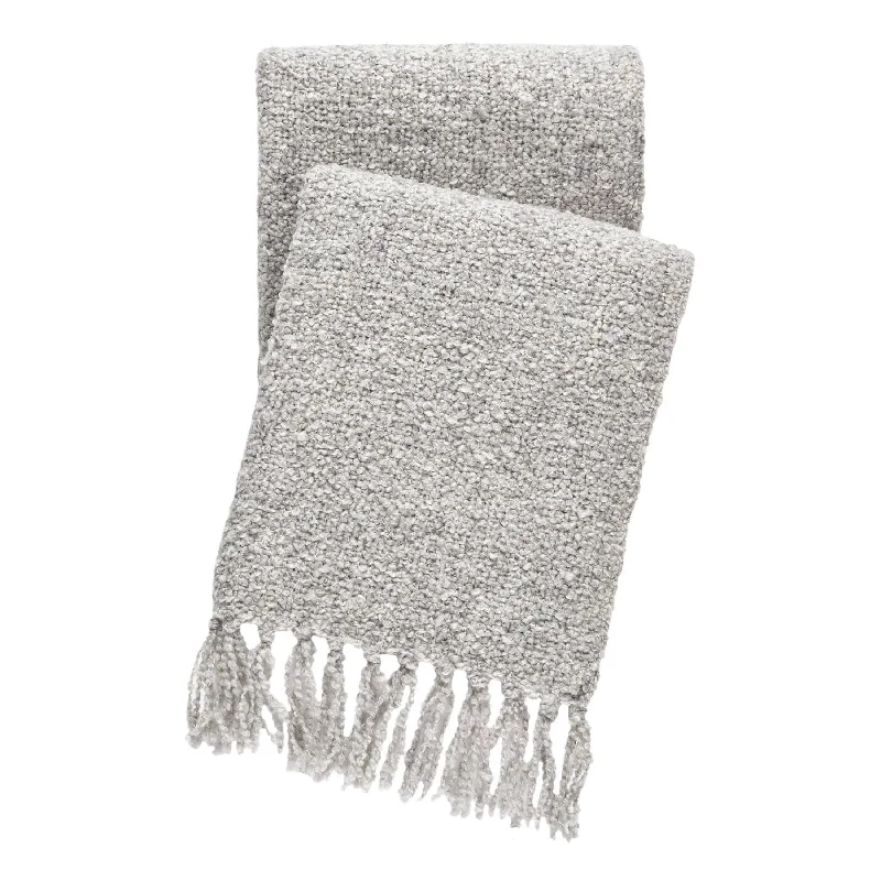 Cotton blankets for breathability and a lightweight feelBoucle Grey Throw