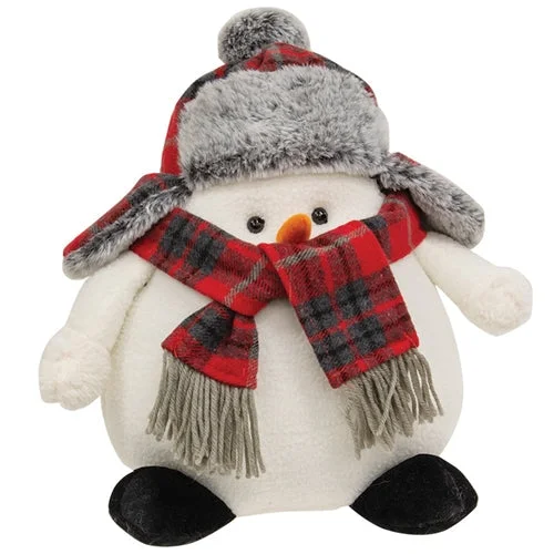 Bed skirts for beds with a leather - upholstered frameBundled Up Winter Plaid Snowman