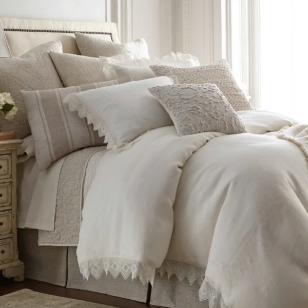 Stain - resistant duvet covers for easy maintenanceCamilla Lace Linen Duvet