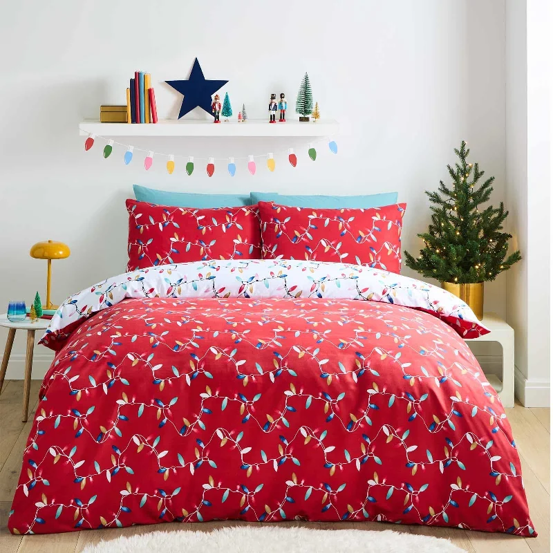 Duvet covers that work well with memory - foam mattresses for added comfortChristmas Lights Duvet Cover Set