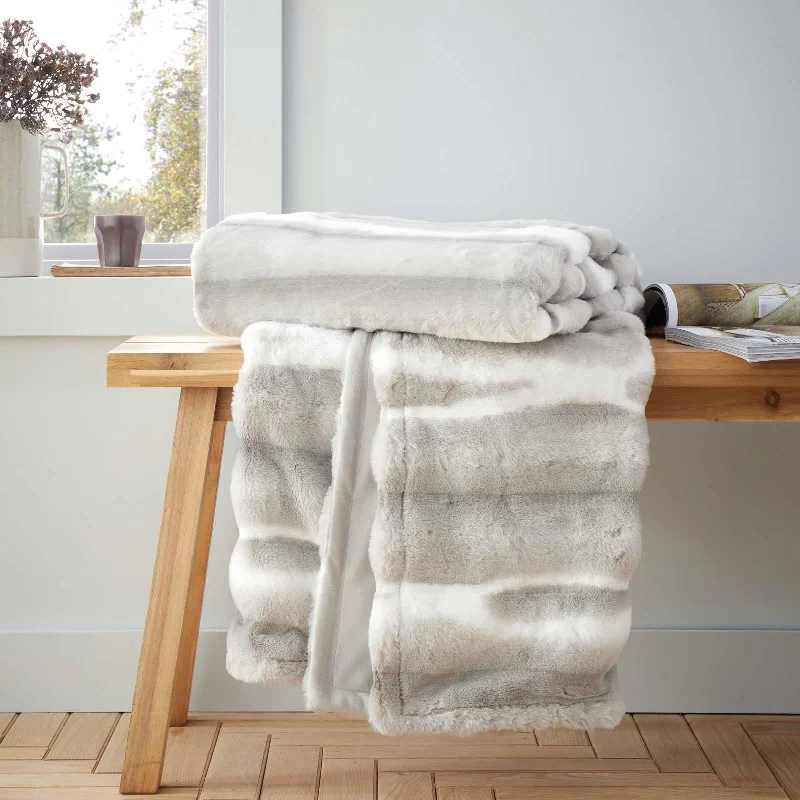 Synthetic fiber blend blankets for a budget - friendly choiceFlint Faux Fur Throw Silver