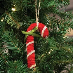 Bed skirts for beds with a curved frameChenille Candy Cane Ornament w/Green Bow