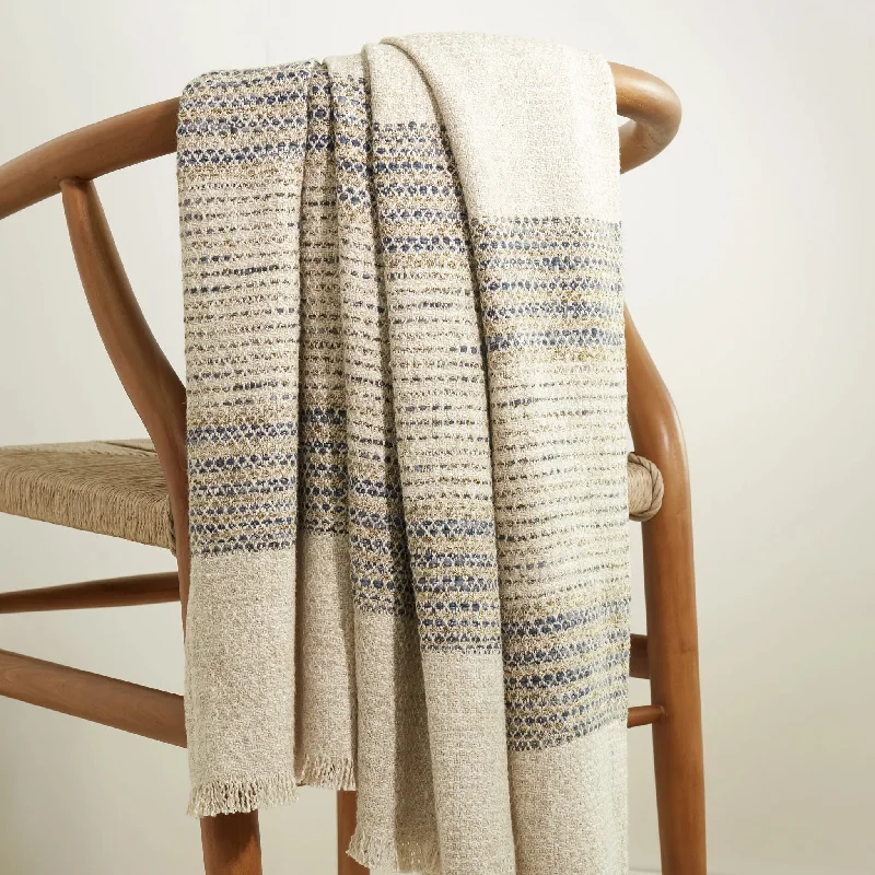 Chenille blankets with a thick and fuzzy textureCielo Stripe Blue Throw